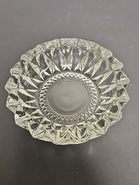 Vintage KIG Indonesia heavy pressed clear glass ashtray